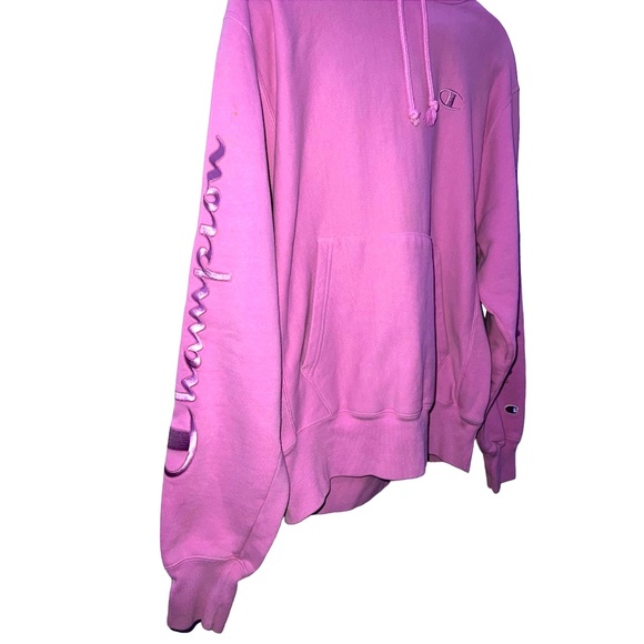 CHAMPION | LONG SLEEVE REVERSE WEAVE PINK/PURPLE HOODIE - Picture 7 of 12